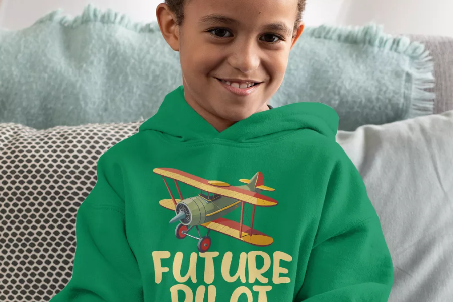 Kids airplane-themed hoodie